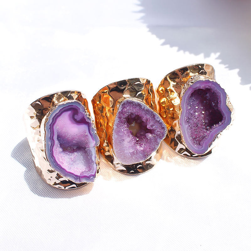 Natural Agate Crystal Hole Ring Natural Stone Rough Stone Slice