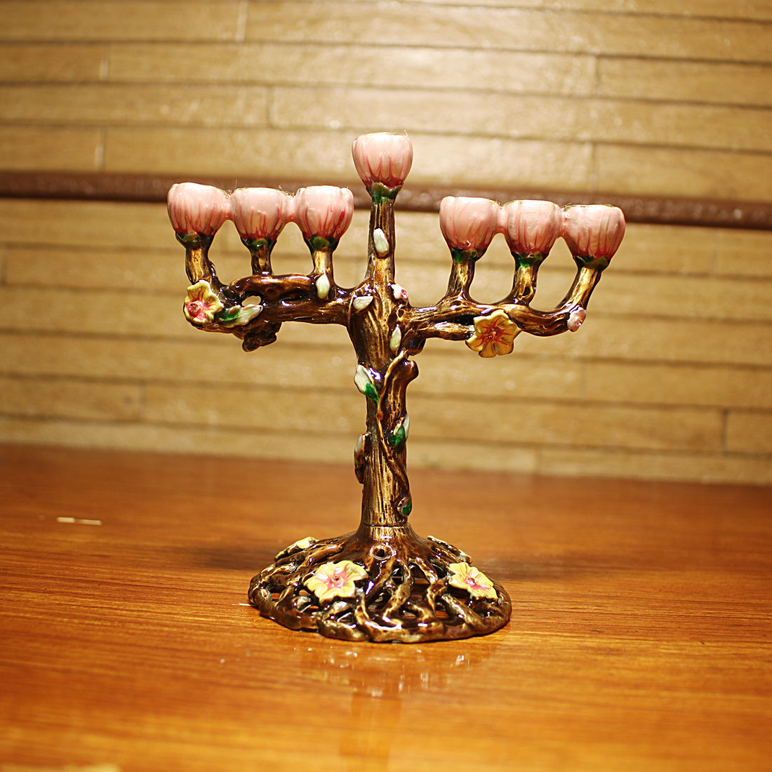 Retro Enamel Nine-headed Metal Candle Holder
