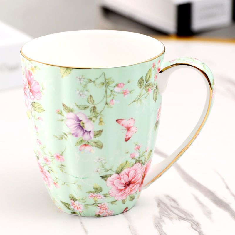 Ceramic Flower Tea Cup Coffee Suit Household Watchband Spoon