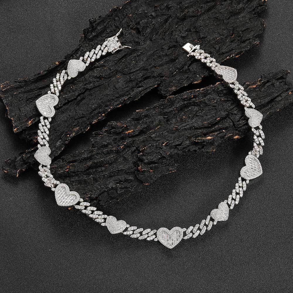Personality Cuban Link Chain Dignified Sense Of Design Heart Clavicle Chain