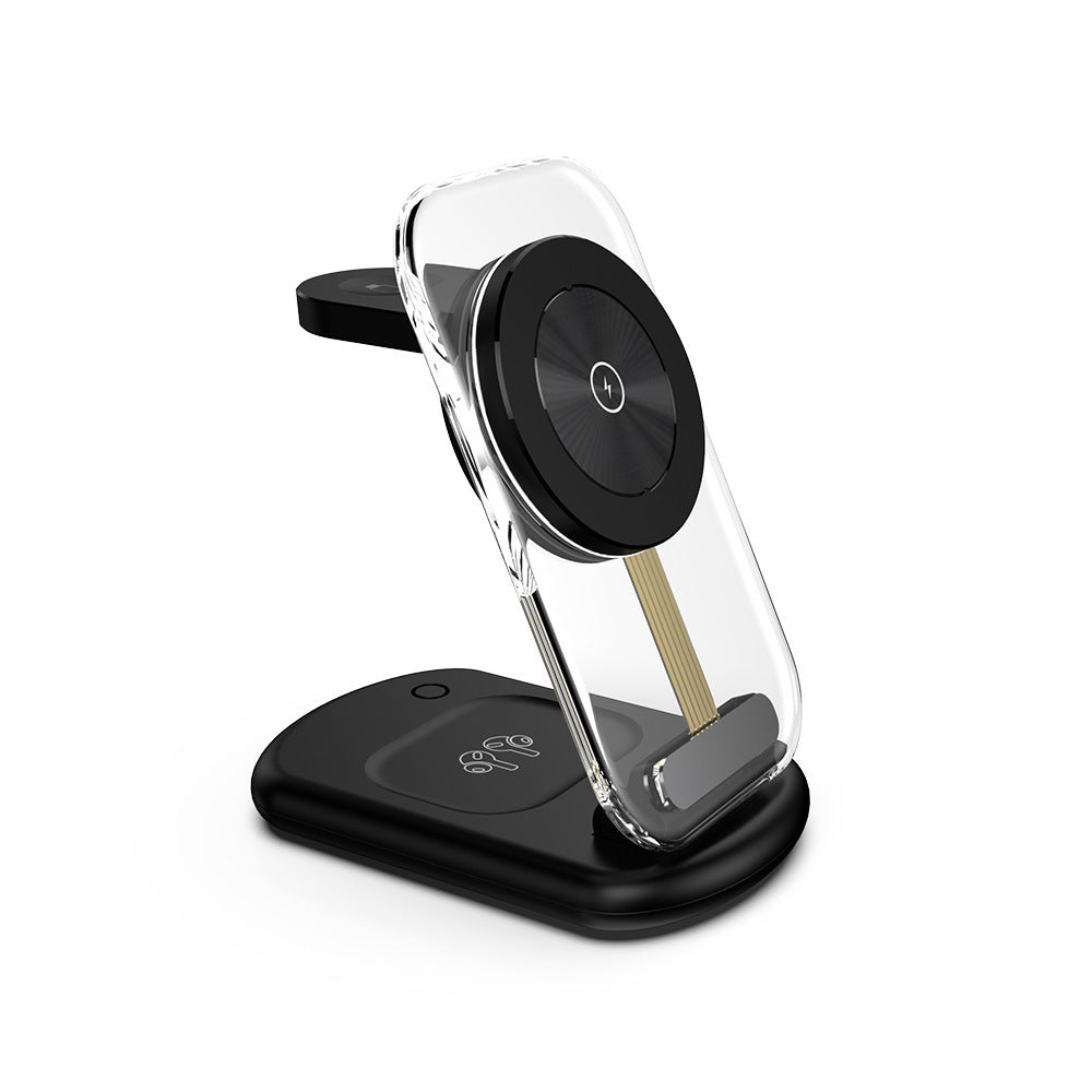 Chargeur sans fil magnétique transparent pliable trois-en-un