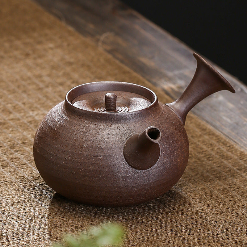 Théières en grès Kung Fu Tea avec anses, céramique, portatives