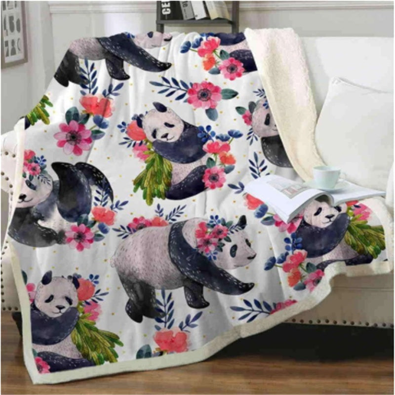 Couverture en flanelle motif panda