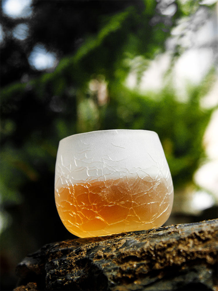 Verre à vin transparent, Tasse à thé style japonais à craquelures glacées
