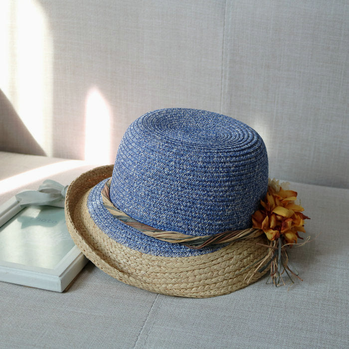 Resort Sun Shade Half Rolled Edge Flower Bowler Hat