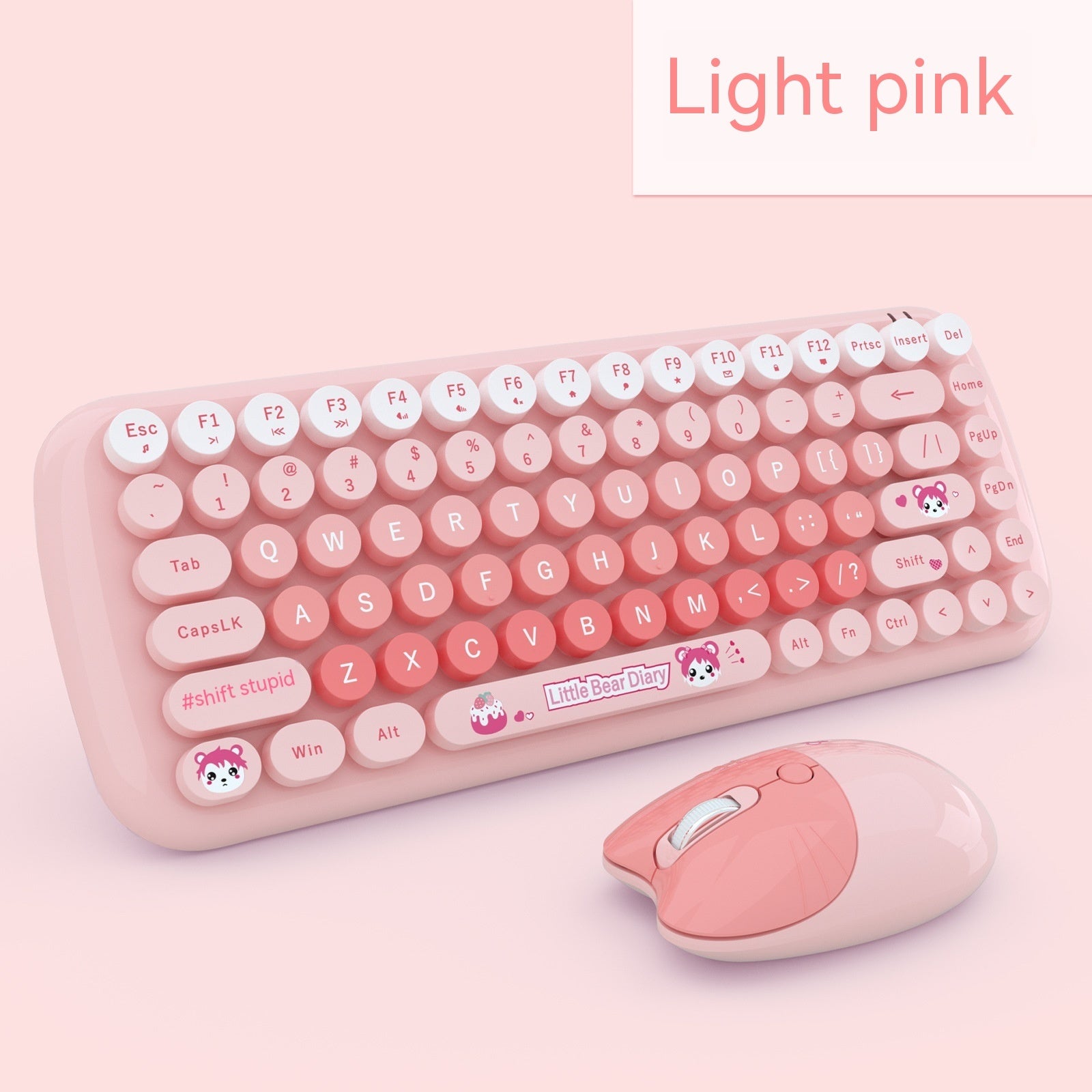 Ensemble clavier et souris sans fil rose mini mignon dessin animé