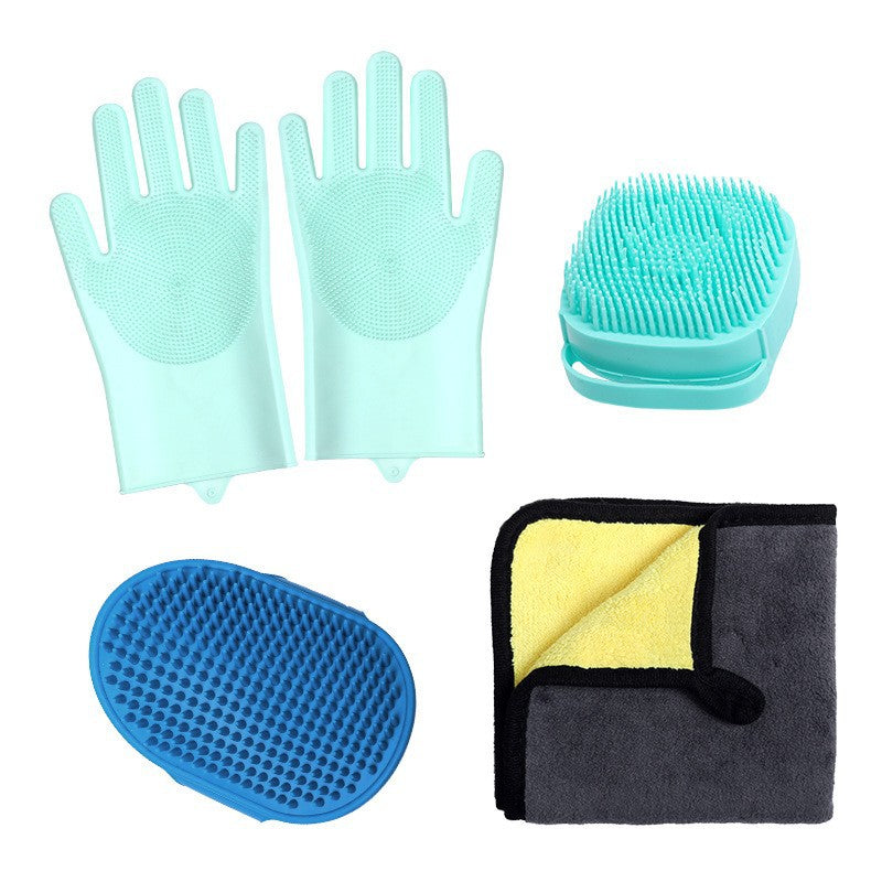 Pet Bathing Gloves Dog Bath Supplies Set