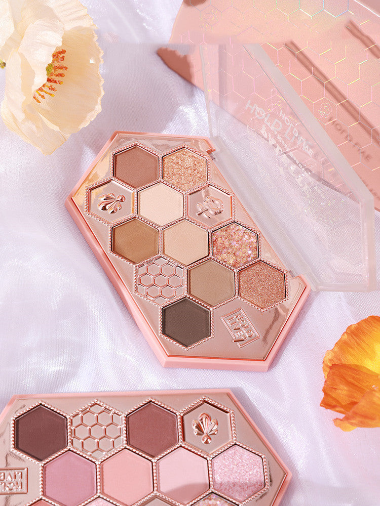 Palette de fards à paupières diamant nid d'abeille Thé au miel Orange Marron Mat Scintillant Pailleté Couleur quotidienne