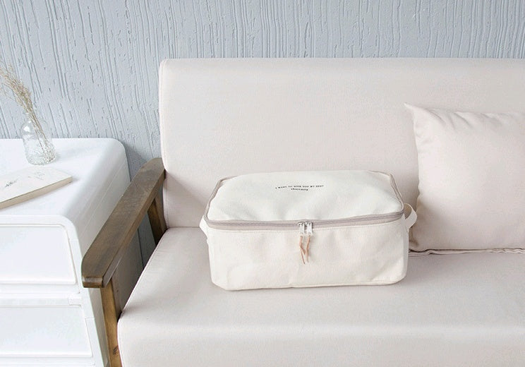 Boîte de rangement en toile épaisse, sac de rangement pour vêtements avec couvercle, sac de rangement pour couette avec fermeture éclair
