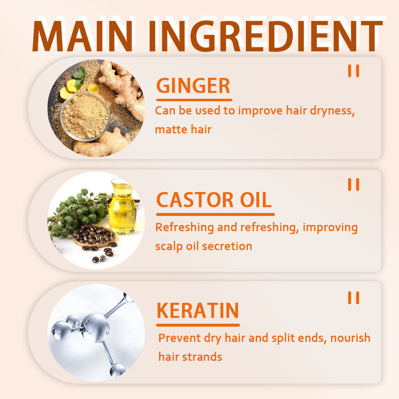 Shampooing au gingembre anglais Anti-démangeaisons Rafraîchissant Contrôle du sébum Anti-pelliculaire et Fixation des cheveux