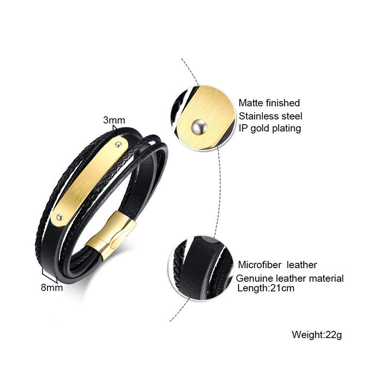 Stainless steel leather bracelet