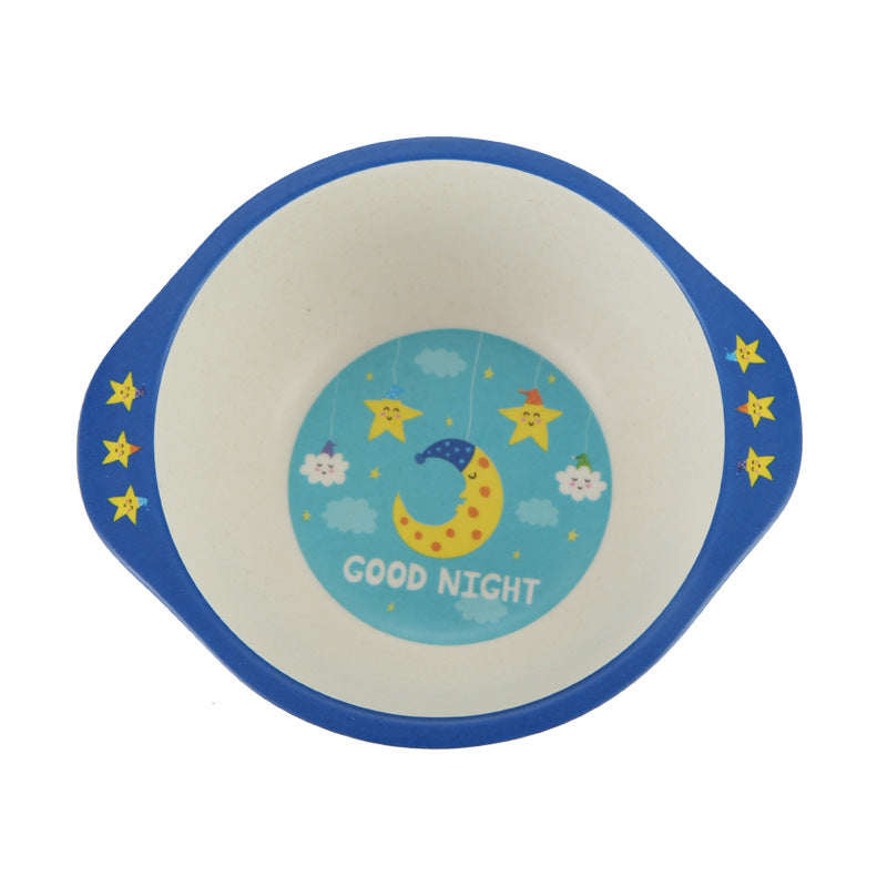 Bols pour bébé en fibre de bambou naturelle, motifs animaux de dessins animés, vaisselle pour bébé, assiettes portables pour enfants, nourrissons et tout-petits