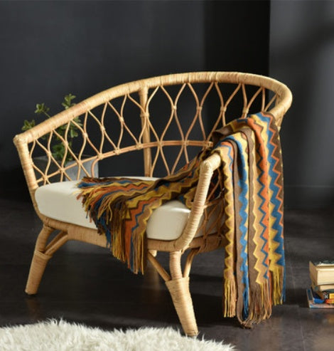Petite couverture tricotée à franges, couverture de sieste, couverture de canapé