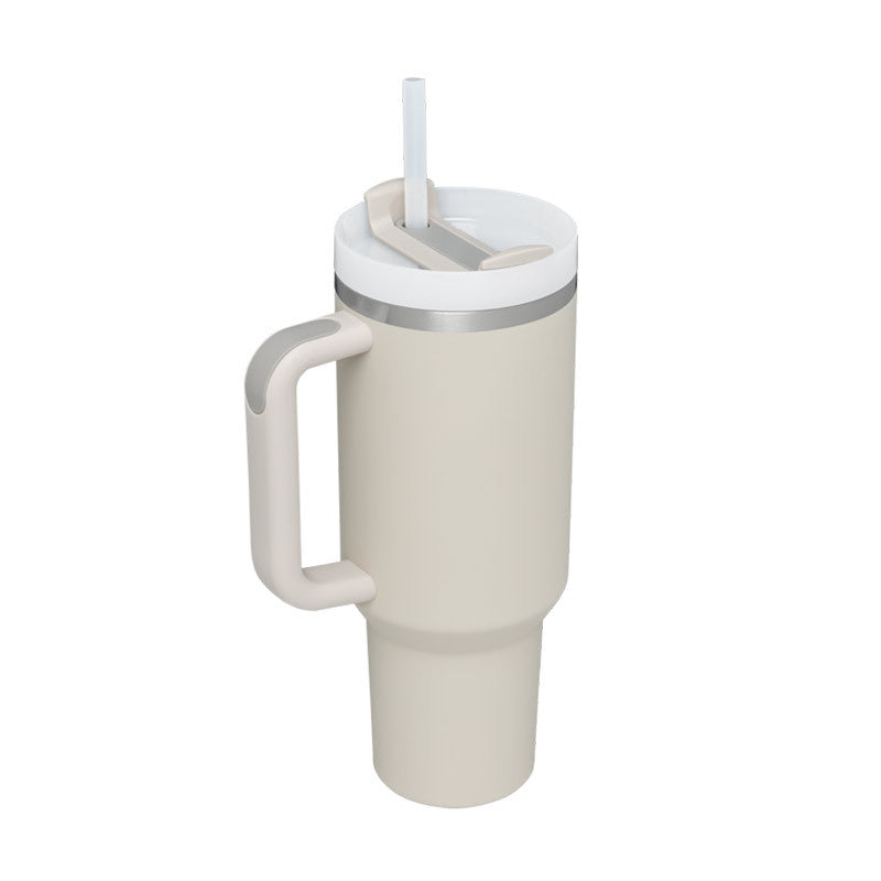 Gobelet isotherme 1,2 L avec poignée et paille, en acier inoxydable, anti-déversement, tasse à café isotherme sous vide avec couvercle, mug conique, cadeaux pour la Saint-Valentin, convient pour la voiture, la salle de sport, le bureau, les voyages