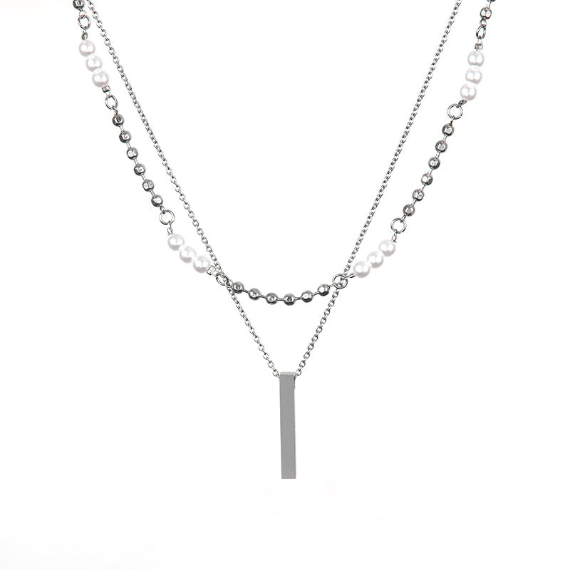 Men's Pearl Necklace Double Layer Pendant Hip Hop