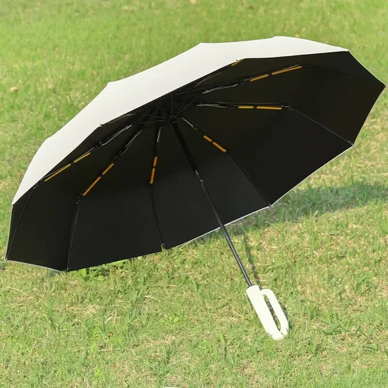 Strong Windproof Umbrella Ring Buckle Design Men Women Fully Automatic Umbrella Anti-ultraviolet Double-bone Automatic Parasol