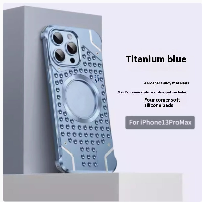 Borderless Aluminum Alloy Phone Case With Hollow Heat Dissipation And Magnetic Suction
