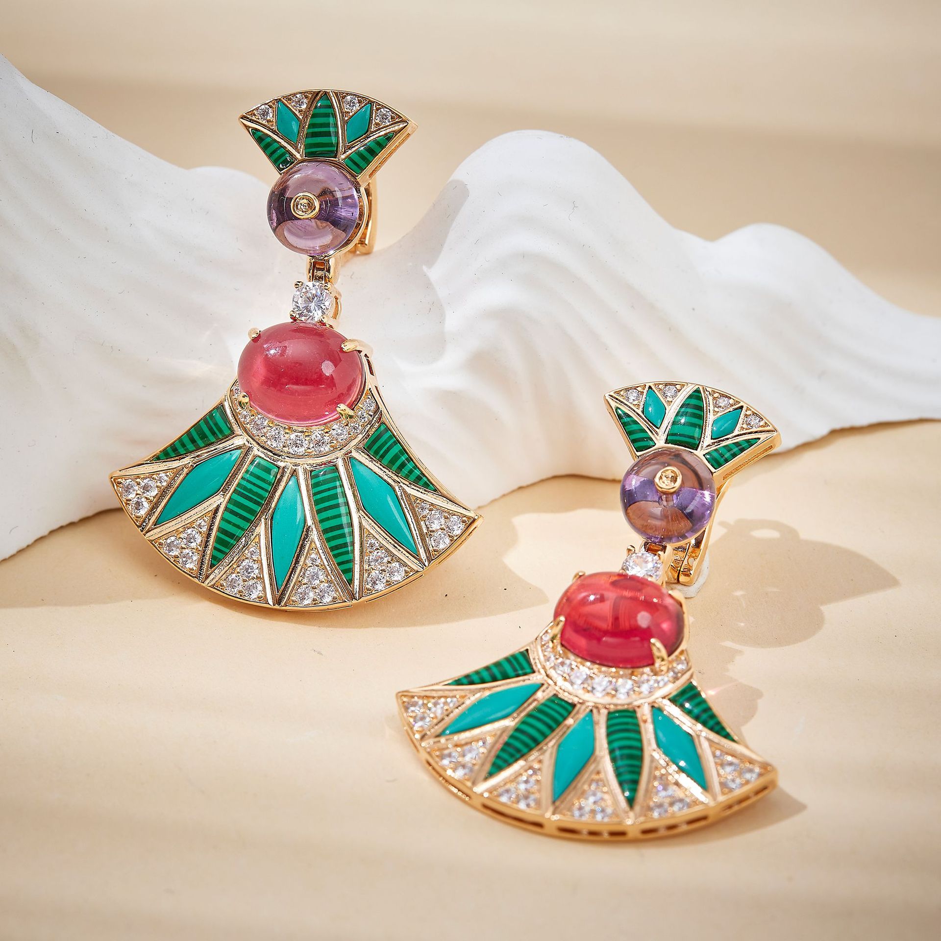 Women's Fan-shaped Necklace Earring Set