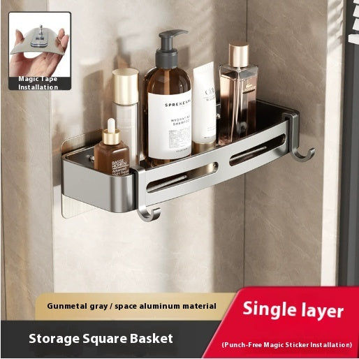Gun Gray Bathroom Rack Triangle Wall-mounted Punch-free Storage