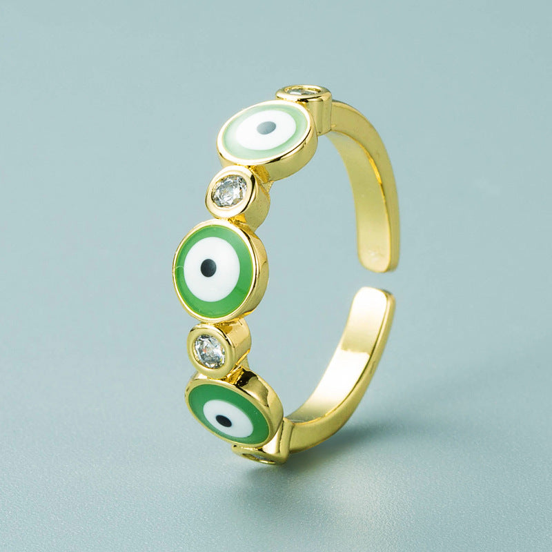 Ins European And American Copper Gold-plated Oil Eye Ring