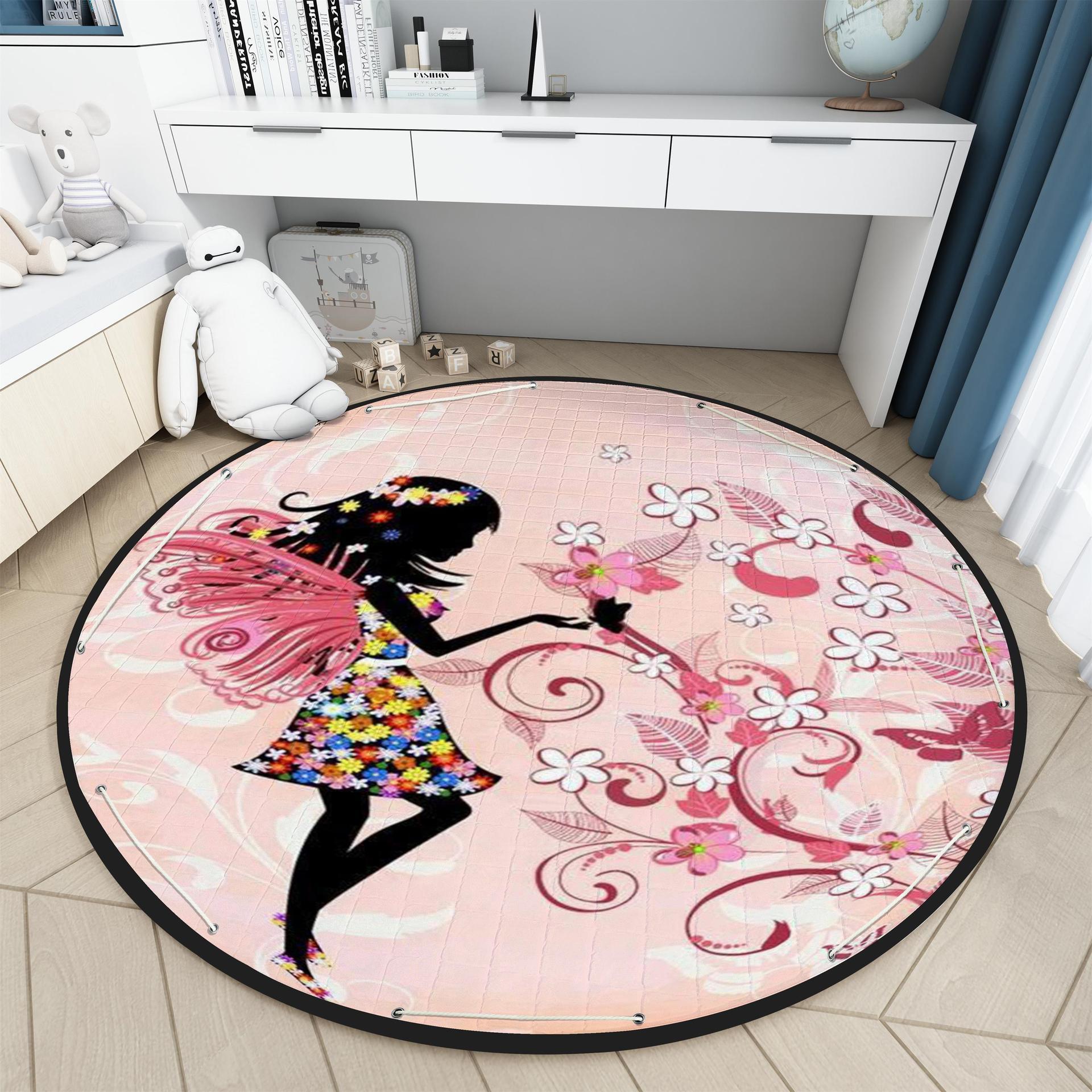 Round FARCENT Storage Mat Quilted Game Carpet Children Crawling Mat Outing Picnic Mat