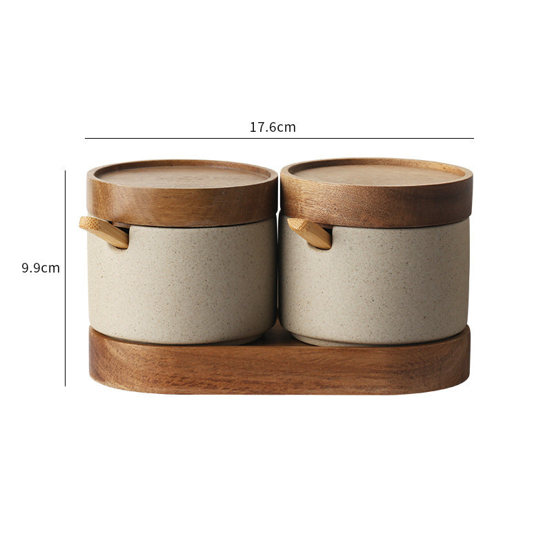 Vintage Seasoning Jar Ceramic Three-piece Set