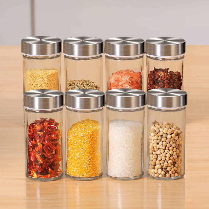 Bocaux à condiments en verre et acier inoxydable pour cuisine