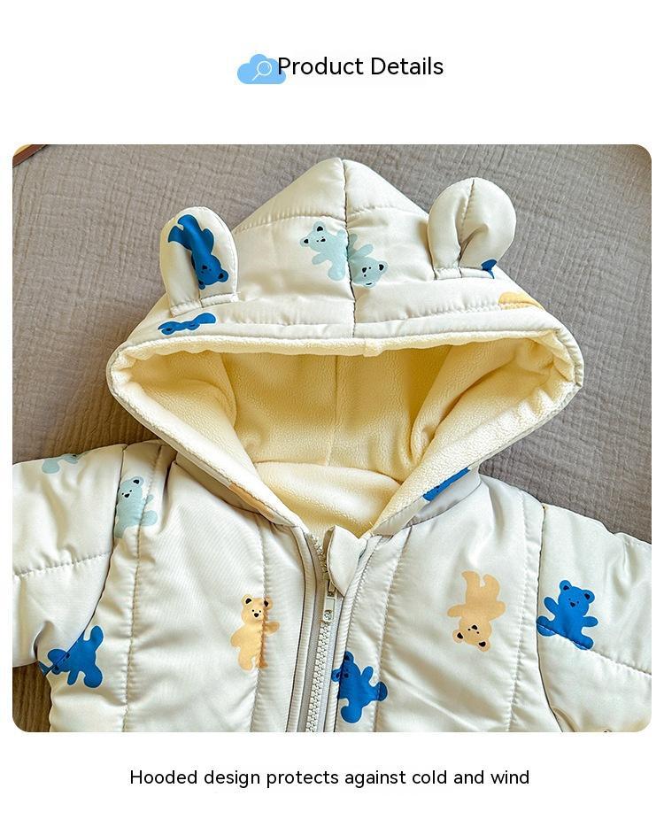 Baby Thickened Cute Cartoon Compressed Cotton Children Thermal Quilted Rompers Jumpsuit