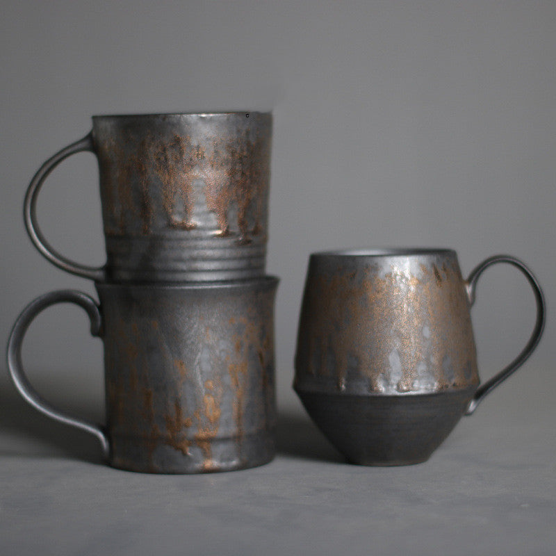 Vintage Stoneware Gilt Coffee Cup Ceramic Mug