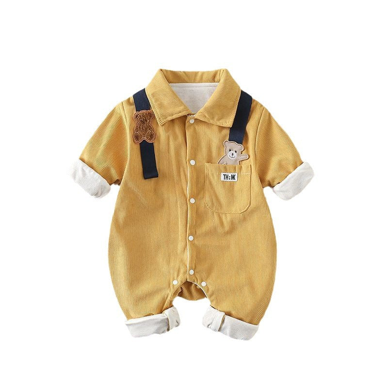 South Korea Baby Autumn Clothing Shirt Jumpsuit Handsome Baby