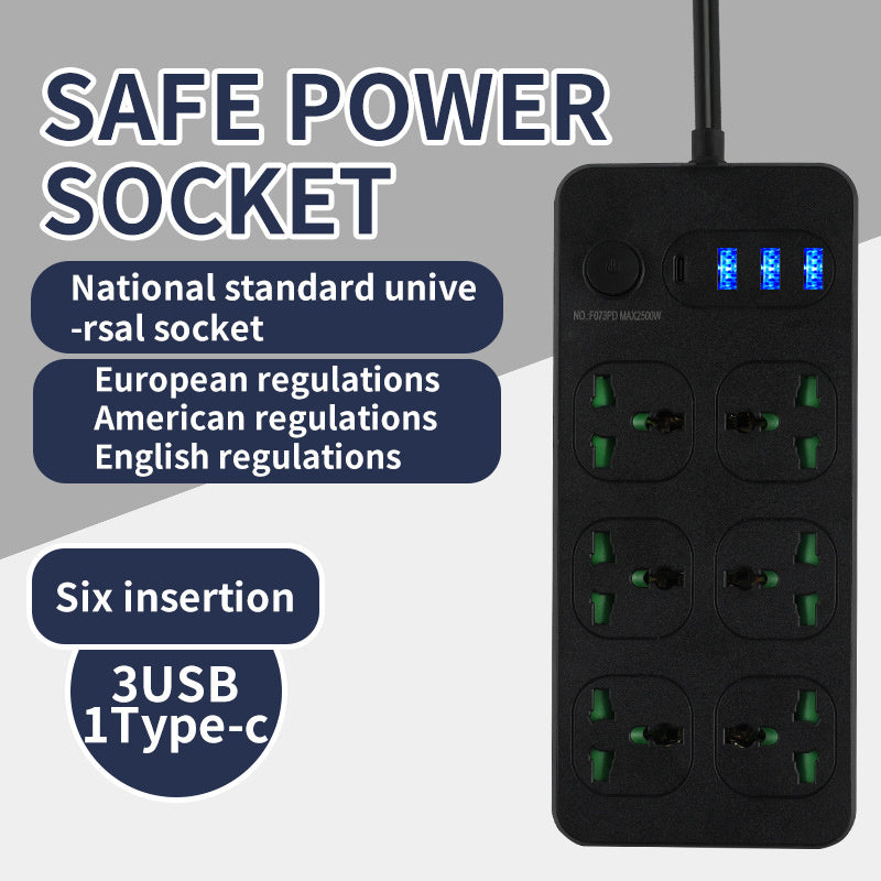 European-style Socket 4USB Power Strip
