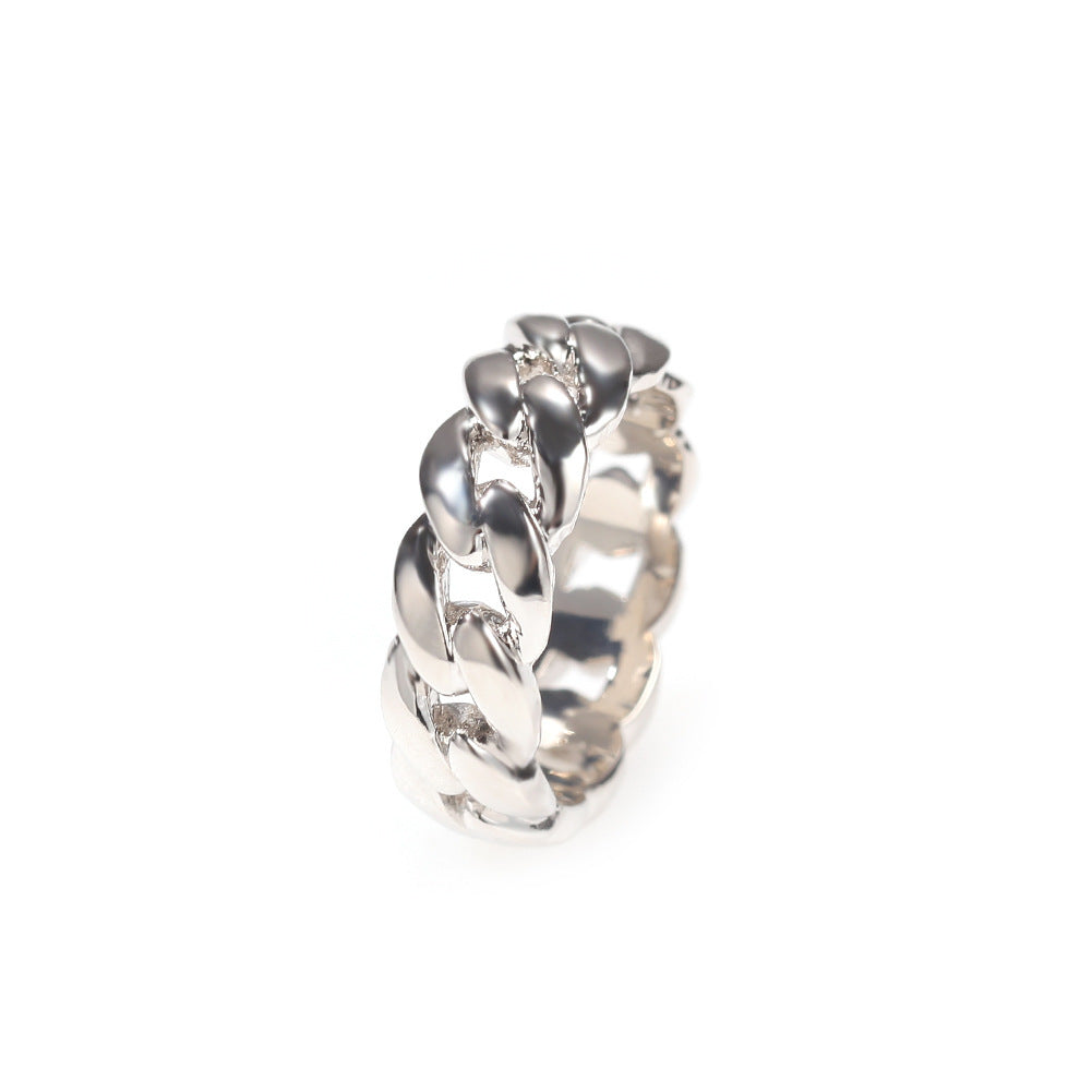 Simple Glossy Cuban Link Chain Ring Hip Hop Couple