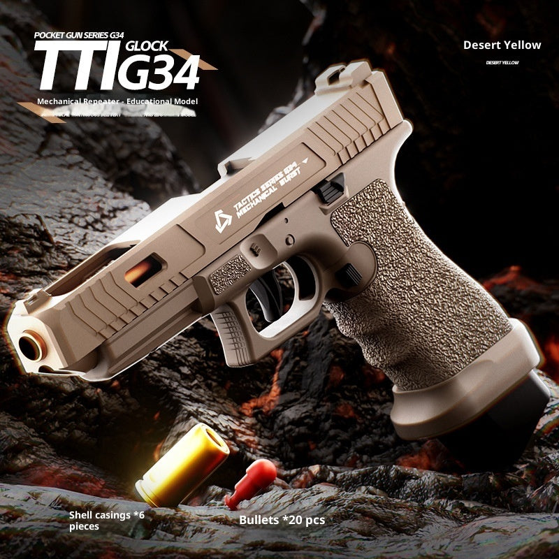 Cross-border Children's Toy Gun Soft Bullet SIG17 Glock Automatic Continuous Hair Throwing Shell Model Replica Gun Cap Gun