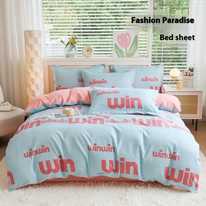 Four Seasons Woolen Cotton Four-piece Quilt Cover Bed Sheet Dormitory Set