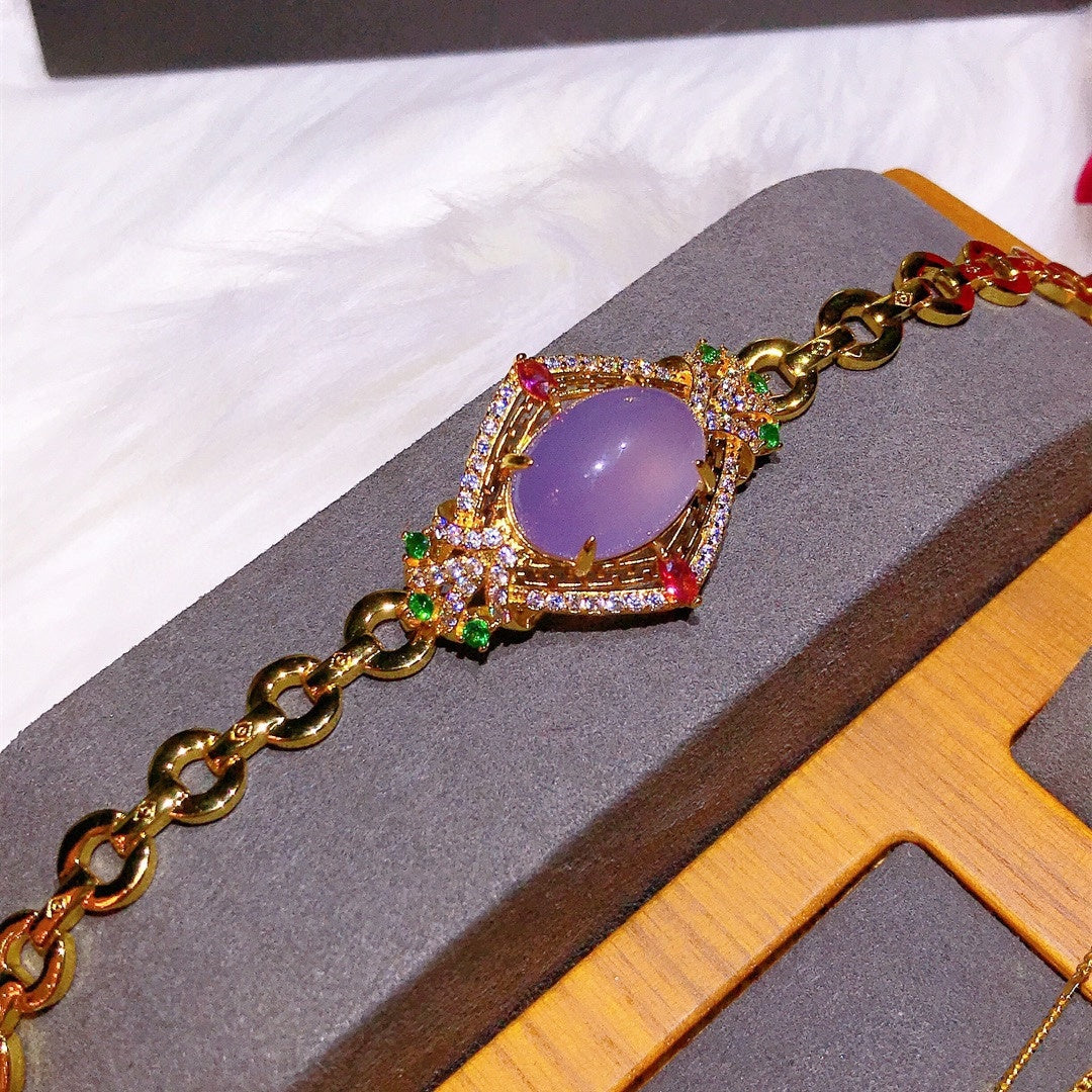 Parure de bijoux en calcédoine naturelle en poudre
