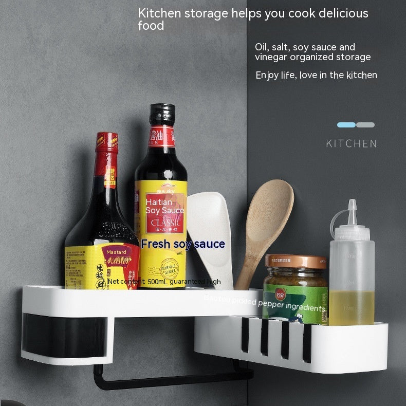 Wall Punch-free Corner Bathroom Kitchen Storage Rack