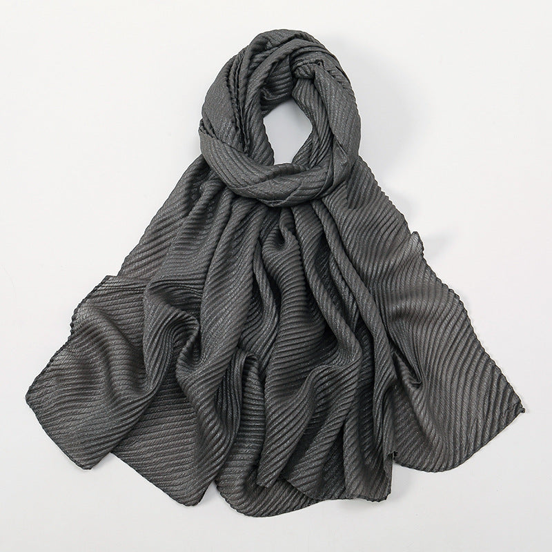 Pure Color Crumpled Polyester Soft Women's Casual Scarf