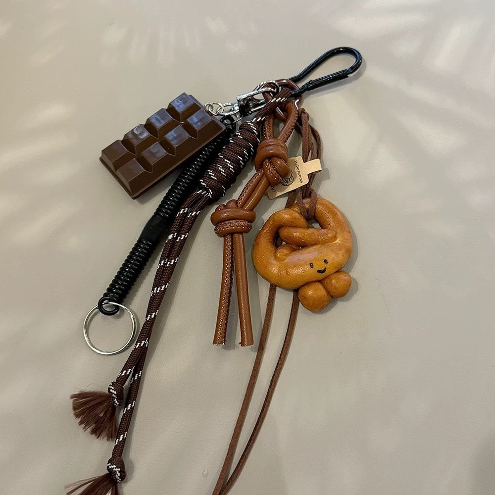 Brown Cute Chocolate Climbing Rope Keychain