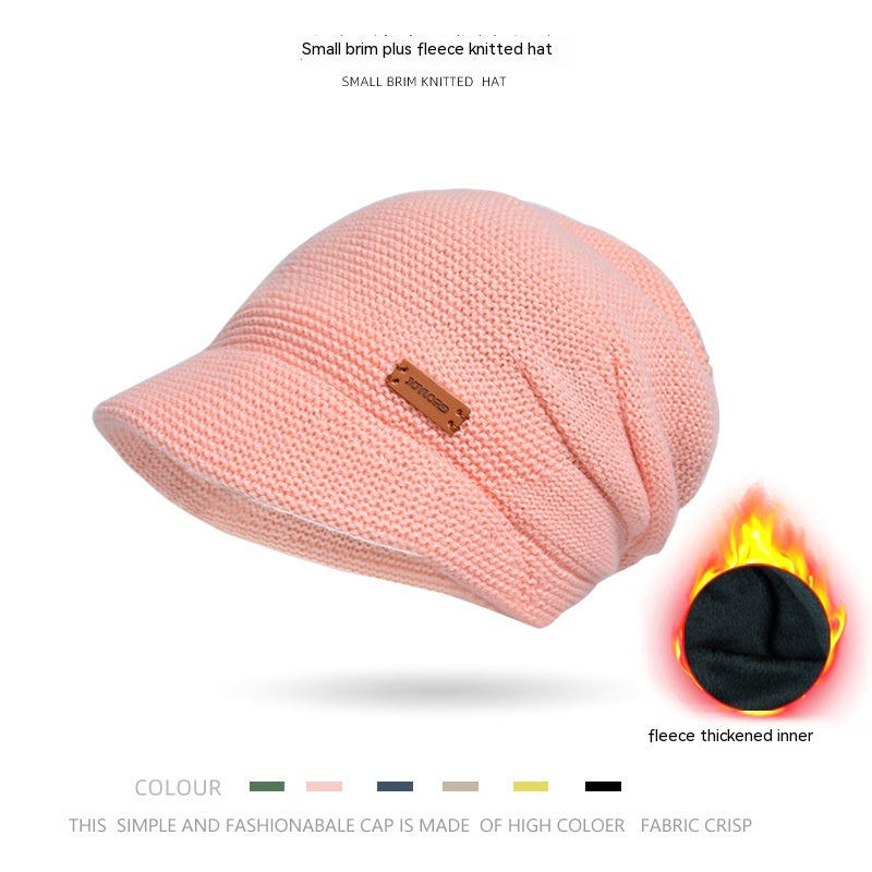 Fleece-lined Pile Heap Cap Female Outdoor Keep Warm Pullover Hat Confinement Cap