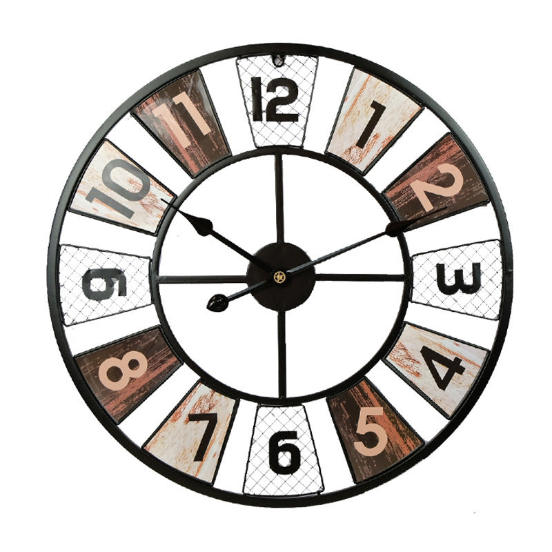 Iron American Style Retro Living Room Clock Round