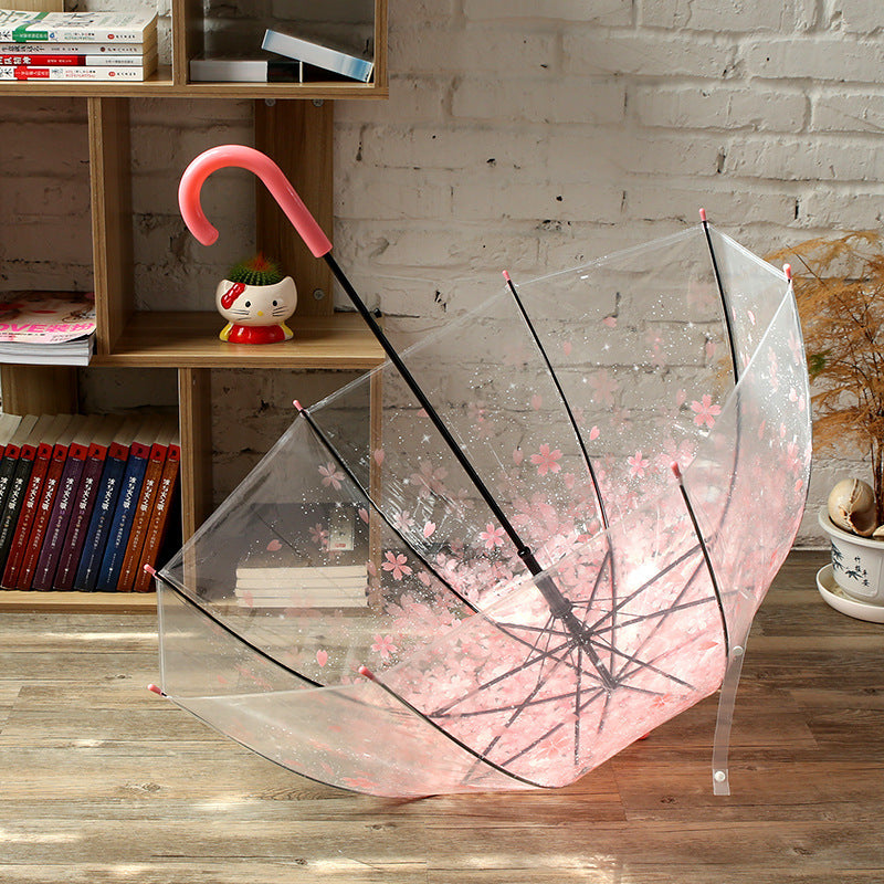 Long Handle Automatic Transparent Umbrella Female Creative Small Fresh