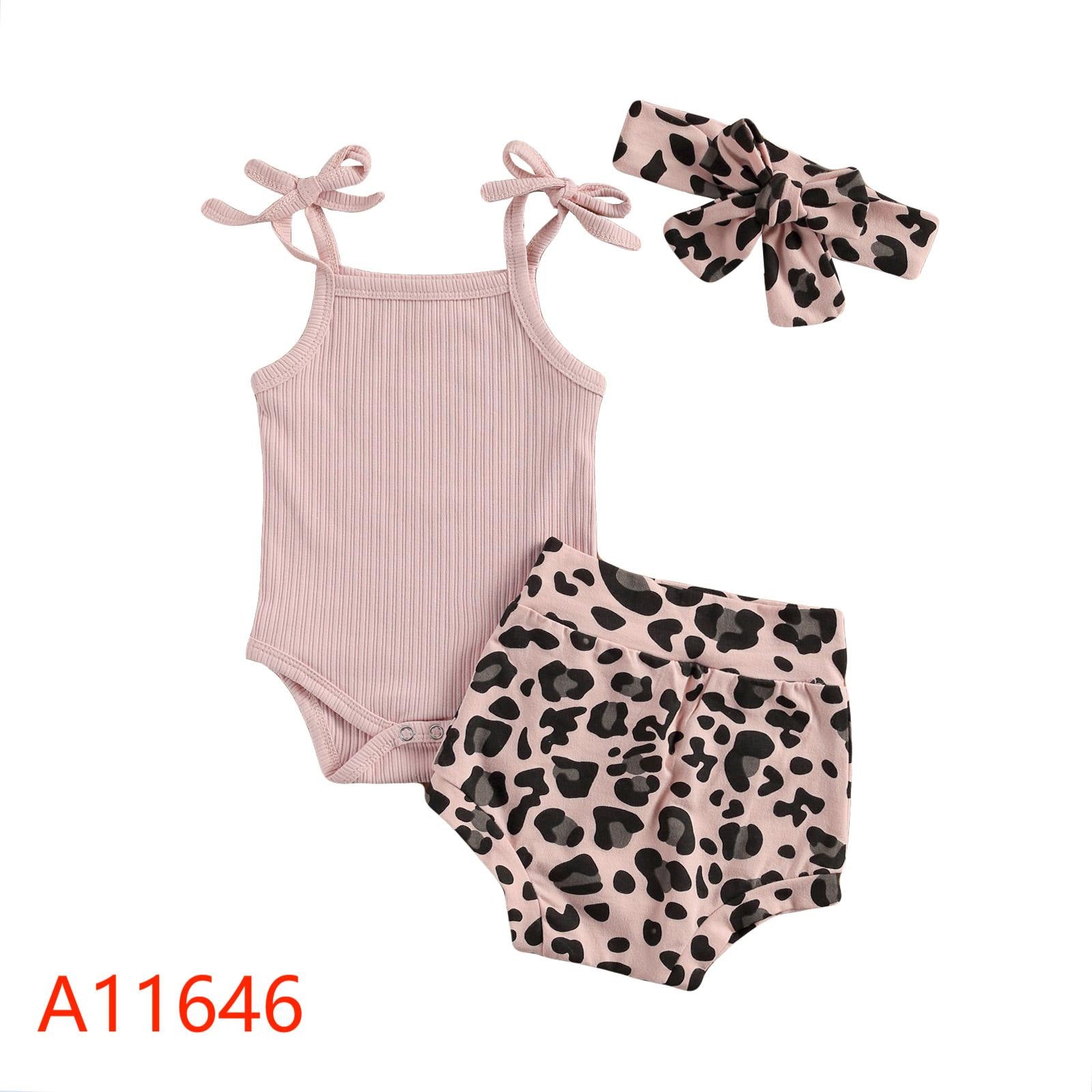 Flower Print Sling Romper Shorts Headscarf Three-piece Set