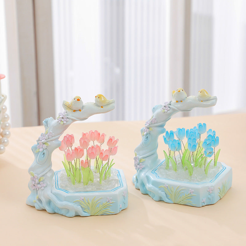 Creative Desktop Resin Craft Ornament Decorative Night Light Tulip DIY Material Package