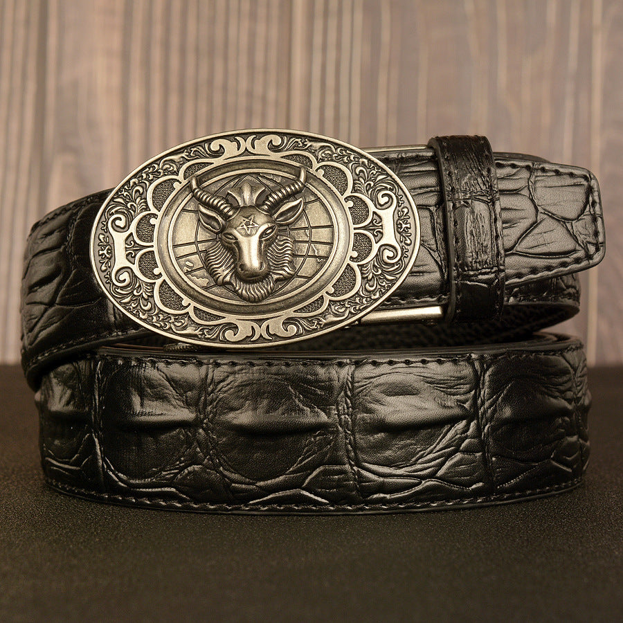 Ceinture en cuir double pour homme avec boucle automatique