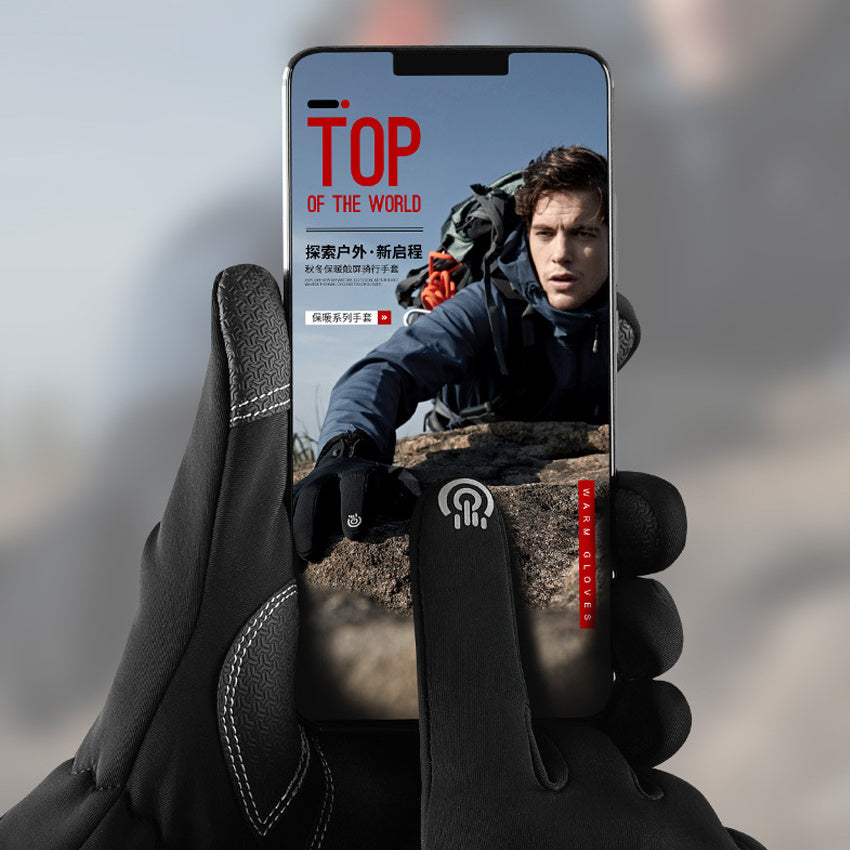 Cycling Gloves Men's Outdoor Ski Sports Waterproof Touch Screen Thickened Fleece To Keep Warm