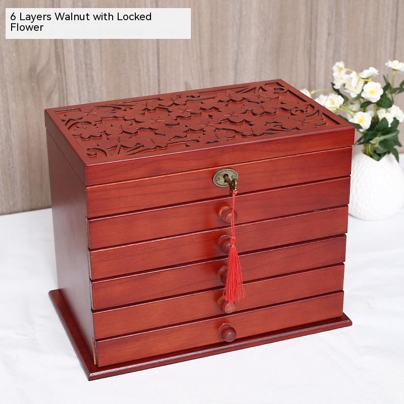 Vintage Drawer Style Large Capacity Lockable Jewelry Storage Box