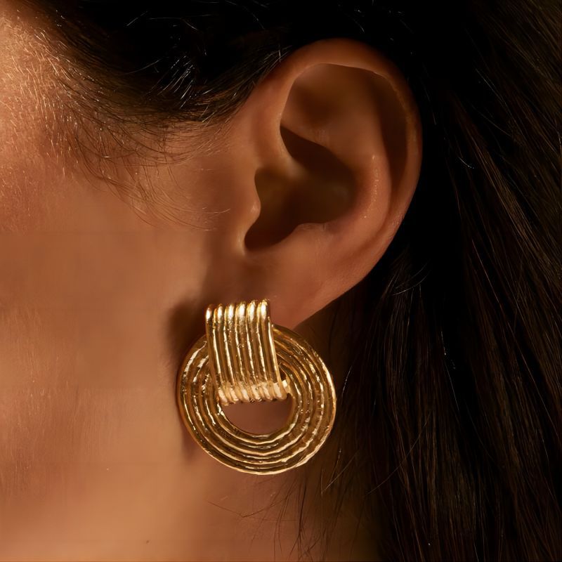Boucles d'oreilles Boussole Marteau en Titane et Acier Exagérées