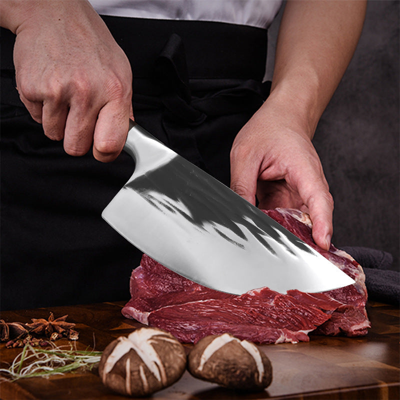 Hand-forged Carbonized Wood Hammer Pattern Butchers' Knife
