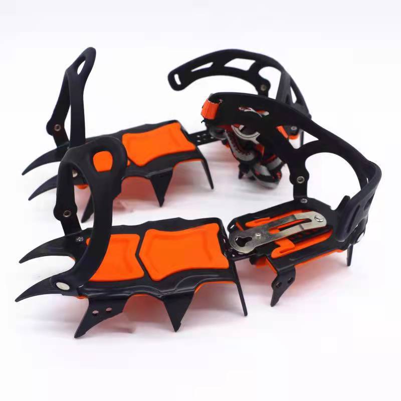 Outdoor Rock Climbing Mountaineering Non-slip Shoe Cover Binding Strap 12 Teeth Professional Crampons