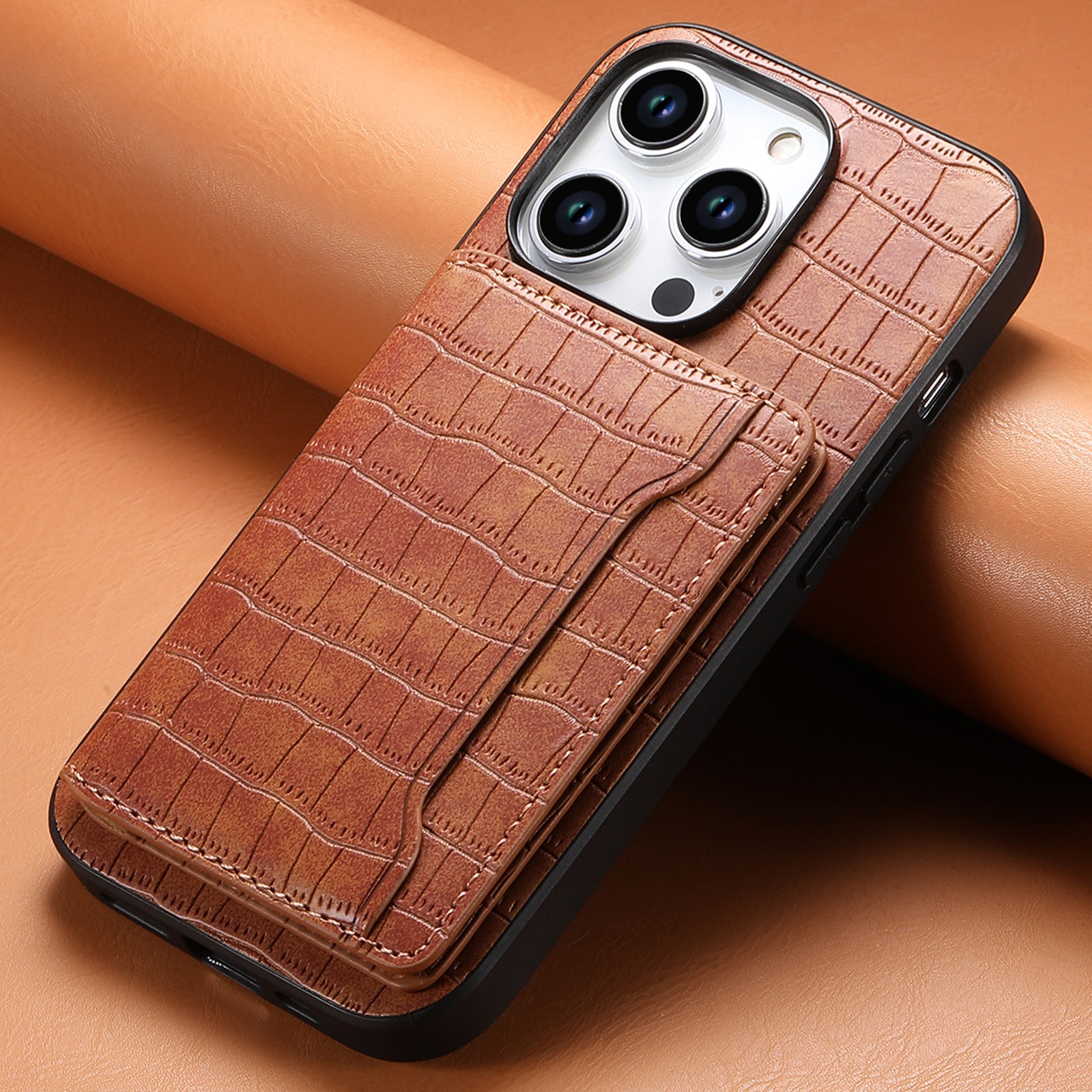 Étui de téléphone en cuir avec motif cartes